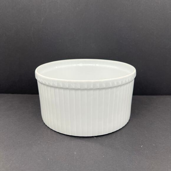 Pillivuyt France Classic White Ribbed Porcelain Souffle Round Baking Dish - Picture 1 of 6